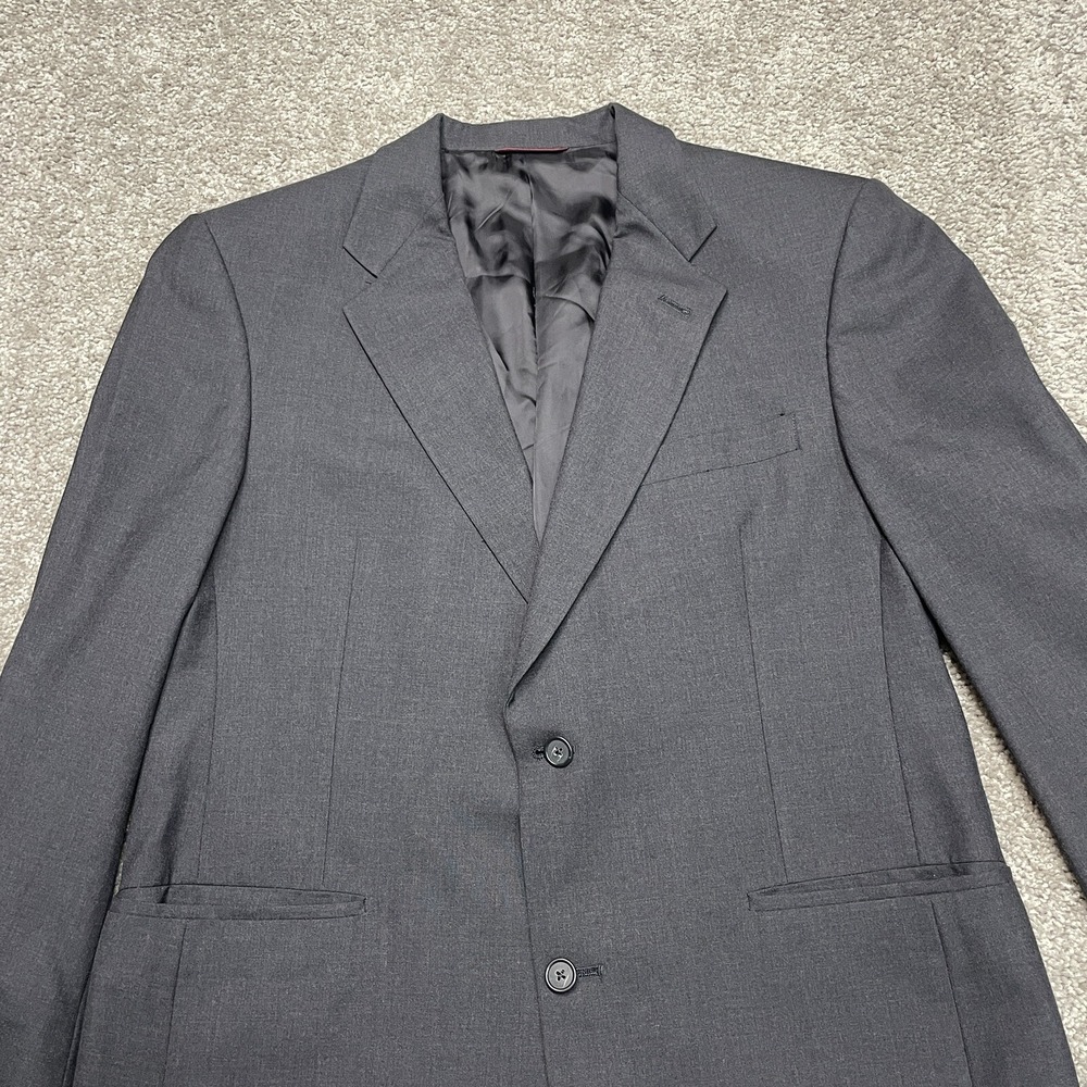 Hart Schaffner Marx Charcoal Gray Solid Blazer HSM 100s Men's 42R Very Nice - Picture 2 of 12